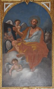 Pintura de San Lucas el Evangelista en Tibães, Braga, Portugal